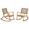 FURNIinspire Patio Accent Chairs, Outdoor Rocking Chair Set Rocking Chair with Comfortable Backrest for Porch Balcony 2PCS, Brown, 24.68"*41.81"*37.5" - 3 of 4