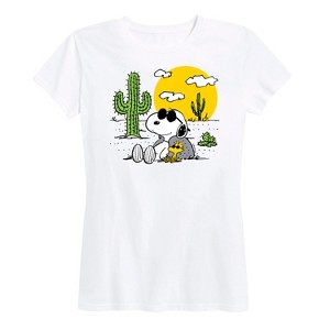 Women's - Peanuts - Snoopy & Woodstock Short Sleeve Graphic T-Shirt - 1 of 4
