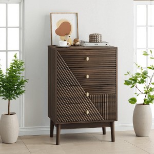 ORRD 4-Drawer Dresser, Modern Wooden Storage Cabinet (Walnut) Suitable for Living Room, Bedroom, Corridor - 1 of 4