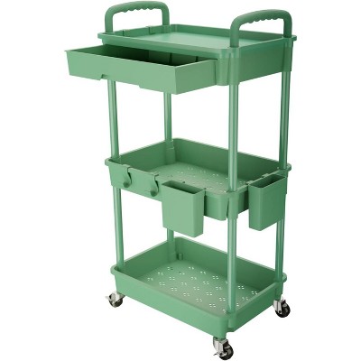 MaseiKar Rolling Utility Cart with Drawer, Utility Cart Made of Multifunctional Storage Organizer Tool for Kitchen, Bathroom, Living Room, Office