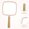 Unique Bargains Square Portable Handheld Wood Handle Vanity Cosmetic Makeup Mirror 1 Pc - 3 of 4