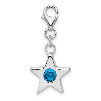 Black Bow Jewelry Sterling Silver December CZ Birthstone 13mm Star Clip-on Charm
