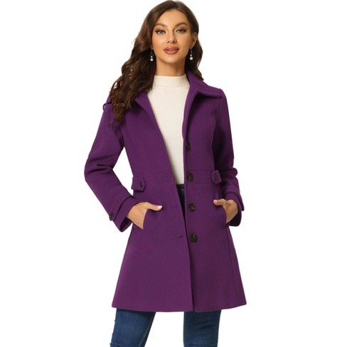 Allegra K Women's Single Breasted Notched Lapel Long Winter Coats : Target