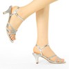 Allegra K Women's Ankle Strap Open Toe Rhinestone Kitten Heel Sandals - 2 of 4