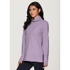 RBX Active Lightweight Mock Cowl Neck Quilted Pullover Tunic with Thumbholes - 3 of 4