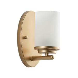 Dewdrop Farmhouse 1-Light Bathroom Vanity Light Brushed Nickel Iron Finish with Glass Shade ETL Certified Wall Mounted Fixture for Bedroom Hallway - 1 of 4