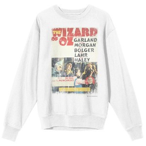 Wizard Of Oz Distressed Movie Poster Crew Neck Long Sleeve White Adult Sweatshirt - 1 of 3