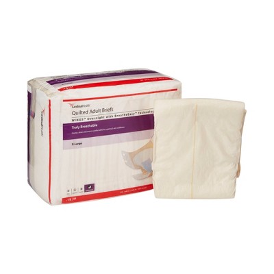 Cardinal Health Wings Incontinence Briefs, Quilted, Heavy Absorbency, Unisex, XL, 15 Count, 4 Packs, 60 Total
