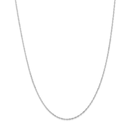 Black Bow Jewelry 1mm 14k White Gold Diamond Cut Singapore Chain Necklace