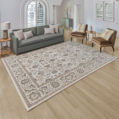 Majestic Ivory and Gray Synthetic 9' x 12' Tufted Area Rug
