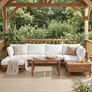 GDFStudio Unna 8 Piece Acacia Patio Modular Sectional Furniture