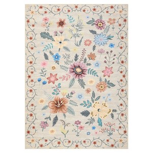 COZONY Boho Floral Area Rug, Machine Washable Low Pile Non-Slip Ultra-Thin Carpet - 1 of 4