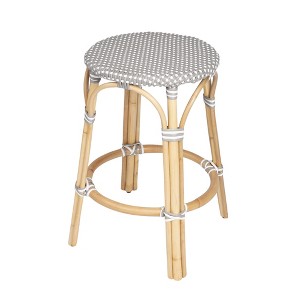 HomeRoots 24" Natural Gray and White Rattan Backless Counter Height Bar Chair - 1 of 3