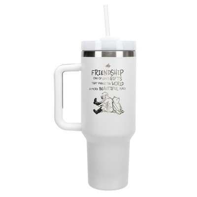 Elanze Designs Friendship Pooh Classic Bear 40 oz. Stainless Steel, Large Water Bottle Coffee Mug, Spill & Leak Resistant, Thermal Travel Tumbler with
