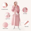 FAAYFIAN Long Faux Shearlin Wearable Blanket Hoodie for Women with Belt, Oversized Hoodie Blanket with Hood & Pocket, Cozy Winter Loungewear - 4 of 4