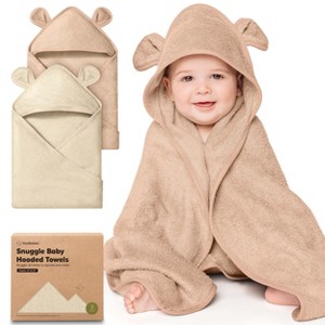 KeaBabies 2pk Snuggle Baby Towels with Hood for Newborn Girls, Boys, Toddlers, Soft & Absorbent Hooded Baby Bath Towels - 1 of 4