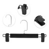 Unique Bargains Imitation Wood Grain Flat Hook Pants Hanger with Clips Black 4 Pcs - 3 of 4
