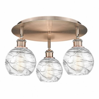 Athens Deco Swirl - 3 Light Flush Mount In Industrial Style-8.63 Inches Tall and 17.63 Inches Wide