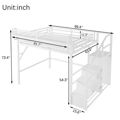EMPIRE DIGLABS Stairway Full Size Loft Bed with Storage Shelves & Wardrobe & Safety Guardrails Design, No Box Spring Needed