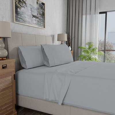 Light Gray Queen Cotton Percale Soft Sheet Set for Kids and Adults