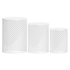 Maggift Patio End Tables, 3PCS Modern Cutout Patio Accent Table, Iron Side Table Weather Resistant, Iron Frame Patio Furniture, White 14.5"*19.25" - 1 of 4