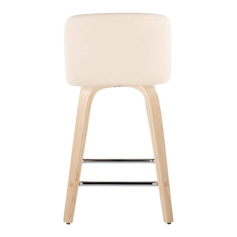 Set of 2 Toriano PU Leather Counter Height Barstools Natural/Cream/Chrome - LumiSource, 6 of 9