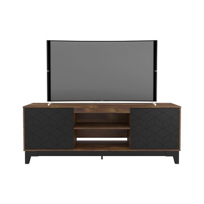 Hexagon 2 Door TV Stand for TVs up to 80" Black/Truffle - Nexera