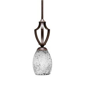 Toltec Lighting Zilo 1 - Light Pendant in  Dark Granite with 5" Black Fusion Shade - 1 of 1