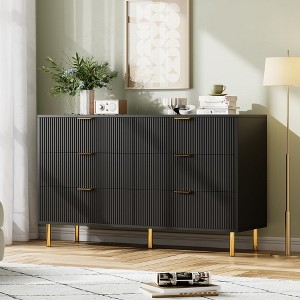 Whizmax Fluted 6 Drawers Dresser, Curved Profile Design, Dresser TV Stand, Wood Drawer Organizer for Bedroom, Living Room, Hallway - 1 of 4