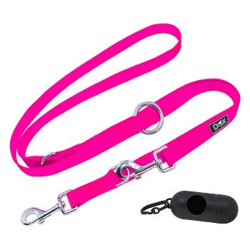 DDOXX 6.6 ft 3-Way Adjustable Nylon Small Dog Leash - Pink