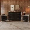 VYNXARIA Exquisite 3 Piece Black Bedroom Collection: Dresser & Twin Nightstands, Boasting Metal Handles and Subtle Mirror Accents - 2 of 4