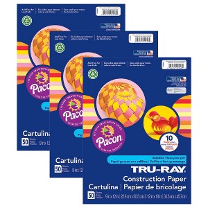 Tru-Ray® Construction Paper, Warm Assorted, 12" x 18", 50 Sheets Per Pack, 3 Packs - 1 of 2