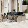 vidaXL 9 Piece Patio Sofa Set with Cushions Gray Poly Rattan - Table + 3x Middle + Corner - 2 of 4