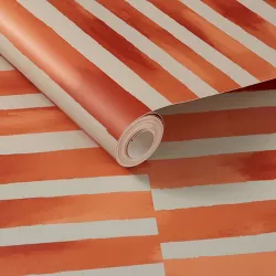 Ophelia Striped Peel and Stick Wallpaper Coral/Off White - Opalhouse™ designed with Jungalow™