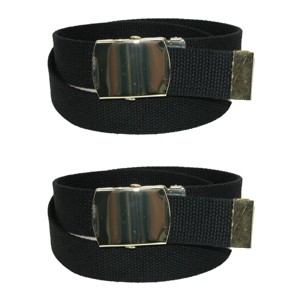 CTM Kids' Cotton Adjustable Belt with Brass Military Buckle (Pack of 2) - 1 of 4