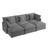 112.6" Modern Corduroy Sectional Sofa with 3 Ottomans & Storage Pockets - Modular U-Shaped Couch for Living Room - 3 of 4