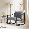 Modern Sling Accent Chair Set of 2, Comfy Fabric Living Room Chairs with Heavy Duty Metal Frame,Lounge Reading Armchair for Living Room Bedroom,Grey - 2 of 4