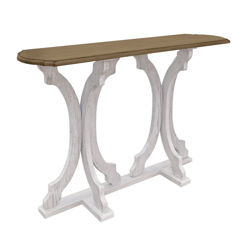 Galano Doynton 45.9 in. Spray Paint Oval Solid Wood Console Table in White and Oak, White, Oak, 4 of 12