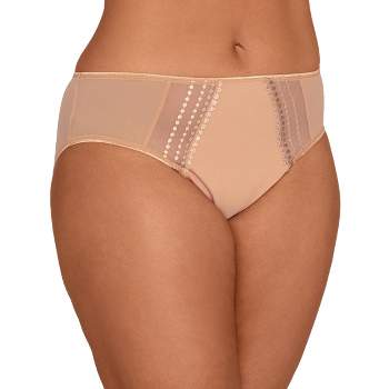 Curvy Couture Women's Plus Size Silky Smooth High Cut Thong Panty Sweet Tea  S : Target