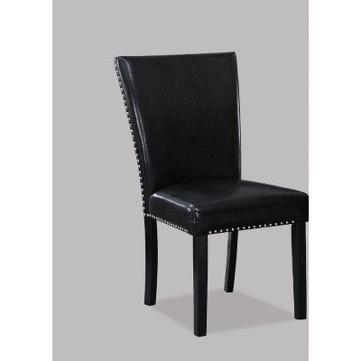 NicBex Set of 2 Dining Chair with Nailhead Trim Upholstered Faux Leather Black Side Chair Dining Room & Kitchen Furniture