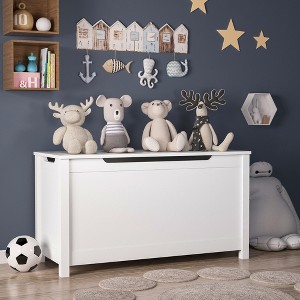 Lycvki Wooden Kids Toy Box Storage with Safety Hinged Lid - 1 of 4