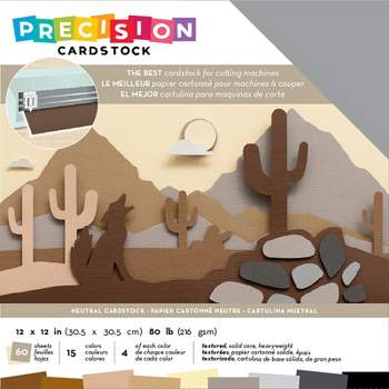 American Crafts Precision Cardstock Pack 80lb 12"X12" 60/Pkg-Neutral/Textured