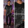 Lars Amadeus Men's Short Sleeve Crew Neck Party Velvet Tee Tops Shirts - 4 of 4