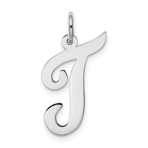 Black Bow Jewelry 14k White Gold, Madison Collection LG Classic Script Initial T Pendant - 1 of 4