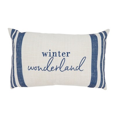 Saro Lifestyle Frozen Fantasy Winter Wonderland Poly Filled Throw Pillow, White, 12"x20"