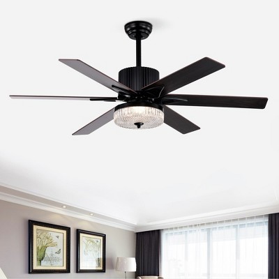 52'' Modern Wood LED Ceiling Fans with Remote, with 6 Blade and 3 Speed