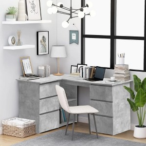 vidaXL Corner Desk Gray 57.1"x39.4"x29.9" Engineered Wood - 1 of 4