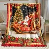 Lomsoe Christmas Santa Sleigh & Reindeer Print Flannel Blanket - All Seasons Soft and Warm Perfect for Living Room Decor, Sofa, Bed, Travel - 2 of 4