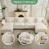 3-Seater Sectional Sofa with Footstool, Deep Corduroy Sofa, Double Cushions, Plush Back and Armrest Pillows, Comfortable Cloud Sofa for Living Room - 3 of 4