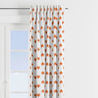 Bacati - Playful Fox Orange/Grey Curtain Panel